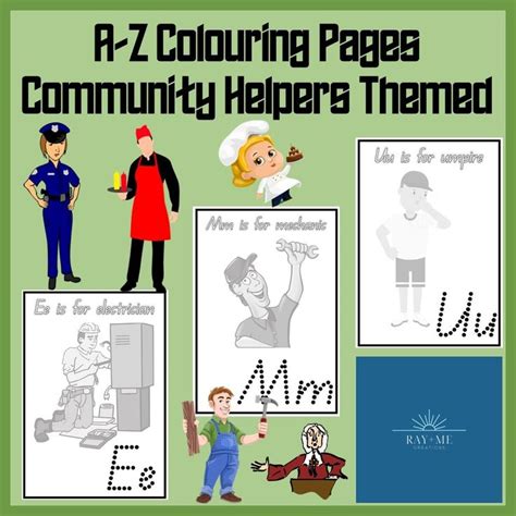 A Z Community Helpers Themed Colouring Pages With Letter Tracing