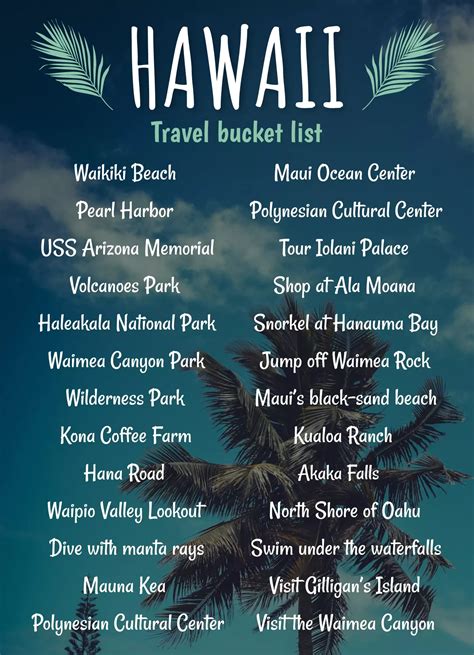Hawaii Travel Bucket List Free Google Docs Template - gdoc.io | Hawaii