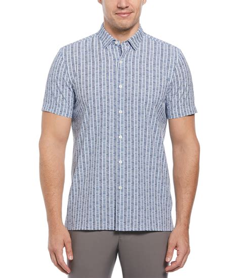 Perry Ellis Slim Fit Line Pattern Short Sleeve Woven Shirt Dillards