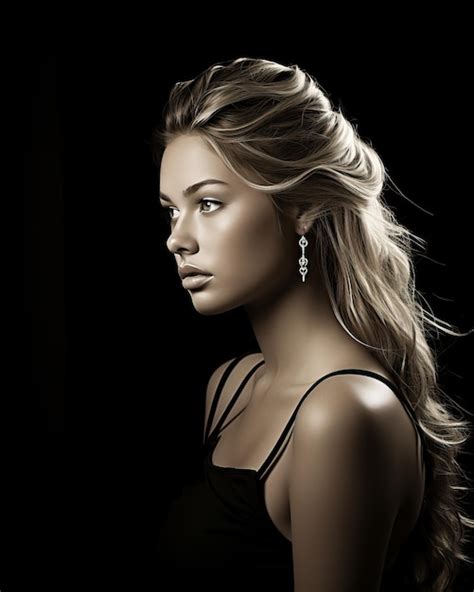 Premium AI Image A Woman With Long Blonde Hair And Earrings