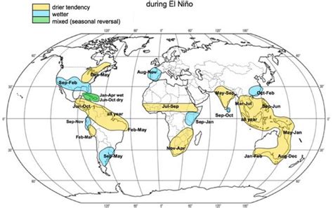 This map identifies El Niño "hotspots" as well as the months (seasons ...