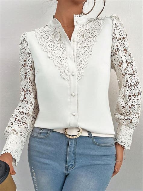 Blouses Femmes D Contract Plain Printemps Automne Polyester Aucune