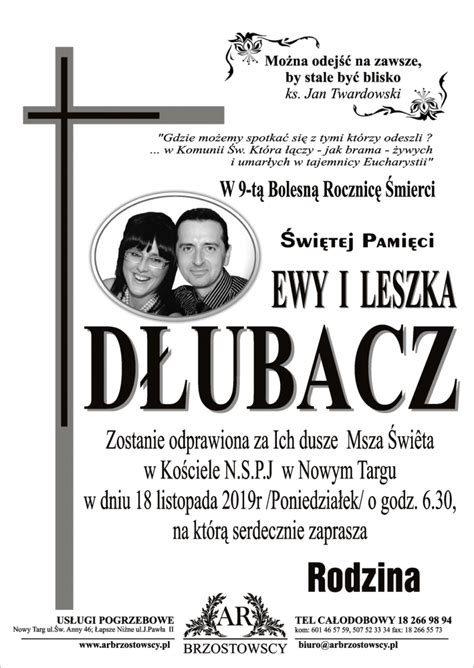 Ewa i Leszek Dłubacz Nekrologi podhale24 pl