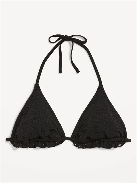 Eyelet Embroidered Triangle Halter Bikini Swim Top Old Navy