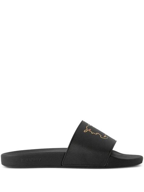 Burberry Check Ekd Print Slides Black Editorialist