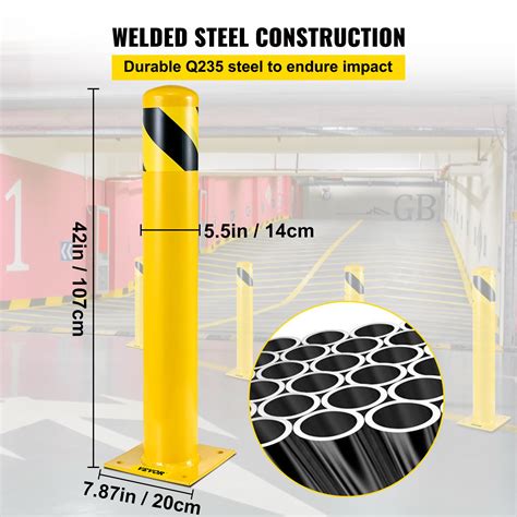 Vevor Safety Bollard 107 Cm Height Bollard Post 14 Cm Diameter Steel