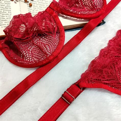 Conjunto Lingerie Gringa Aro Meia Taça Sexy Cjgr Vermelho M MercadoLivre