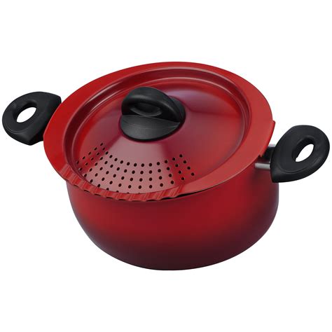 Bialetti 07550 Oval 5 Quart Pasta Pot With Strainer Lid Red Pepper