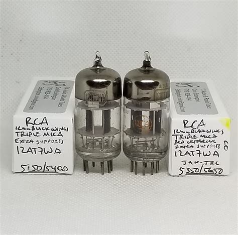 RCA JAN 12AT7WA Triple Mica Black Plate Well Matched Pair Reverb