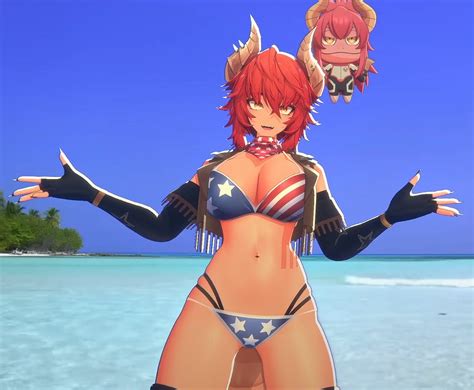 Zentreya Vshojo American Flag Bikini Cowboy Western Dragon Girl Dragon Horns Gloves