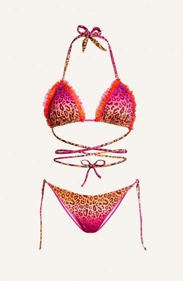 GEPRÄGTER GEPOLSTERTER TRIANGEL BIKINI MIT UNIFARBENEN BESÄTZEN Größe XS Farbe Braun Slip kleine