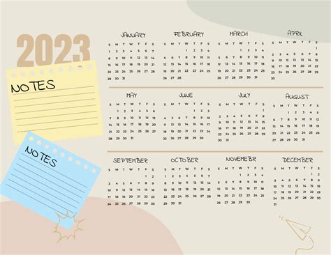 Free Cute Year 2023 Calendar Template - Edit Online & Download ...