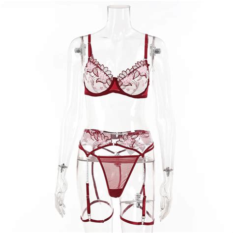 High Quality Sexy Women S Lace Bikini Back Seductive Lingerie Hollow Out Mesh Bra Thong Floral