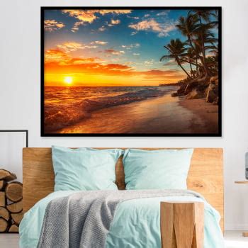 Quadro Decorativo para Sala Praia Pôr do Sol IV Paisagens