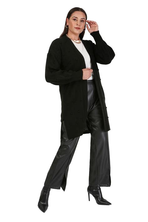 Alia Black Plus Size Knit Cardigan - Walmart.com
