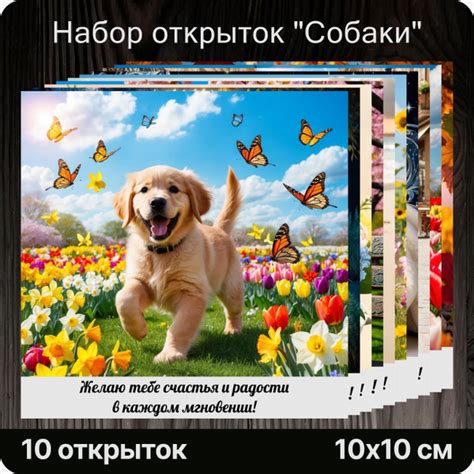 Дизайнерские открытки "Собаки", 10 штук. Милые, праздничные, на подарок ...