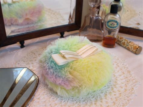 Faux Fur Vintage Style Powder Puff Retro Powder Puff Rainbow