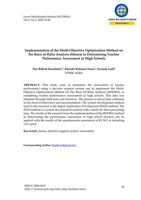 PDF Implementasi Metode Multi Objective Optimization On The Basic Of