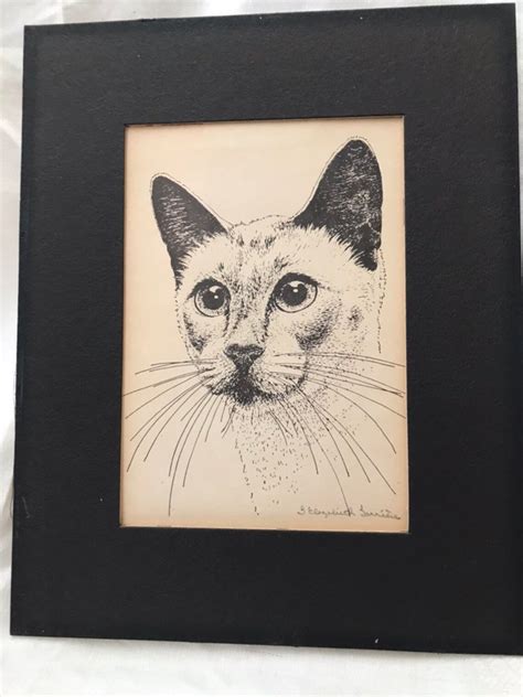 Vintage Cat Illustration Pen And Ink Signed Art Cat Etsy