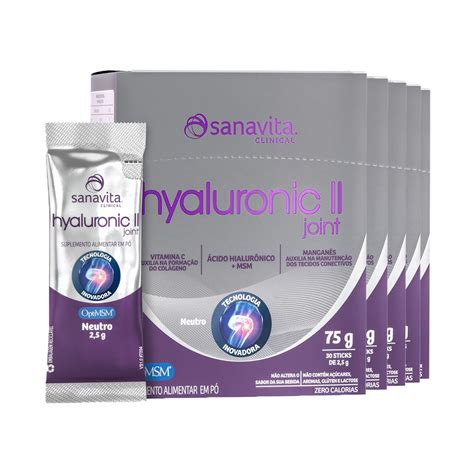 Kit 5 Hyaluronic Joint 2 II Ácido Hialurônico MSM 900MG Colágeno T