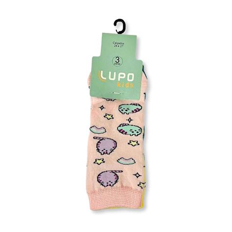 Kit c 3 Meia Menina Infantil Desenhos Sortidos Lupo Galé Lingerie Calcinhas sutiãs cuecas