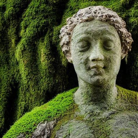 Photo Of A Statue Covered In Moss Stable Diffusion