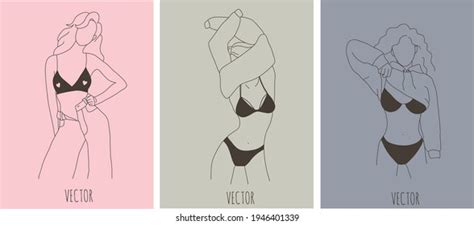 Set Women Lingerie Line Art Style Stock Vector Royalty Free 1946401339 Shutterstock