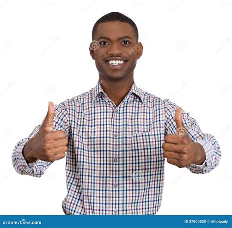 Man Smiling Giving Two Thumbs Up Sign Stock Photo Image Of Black