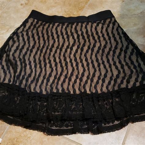 Max Studio Black Lace Over Nude Mini Skirt Size Xs Gem