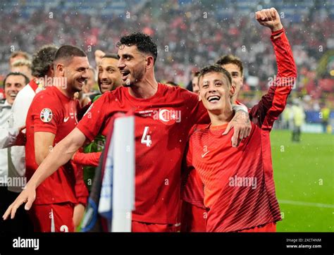 Turkeys Samet Akaydin Left And Turkeys Arda Guler Celebrate Their