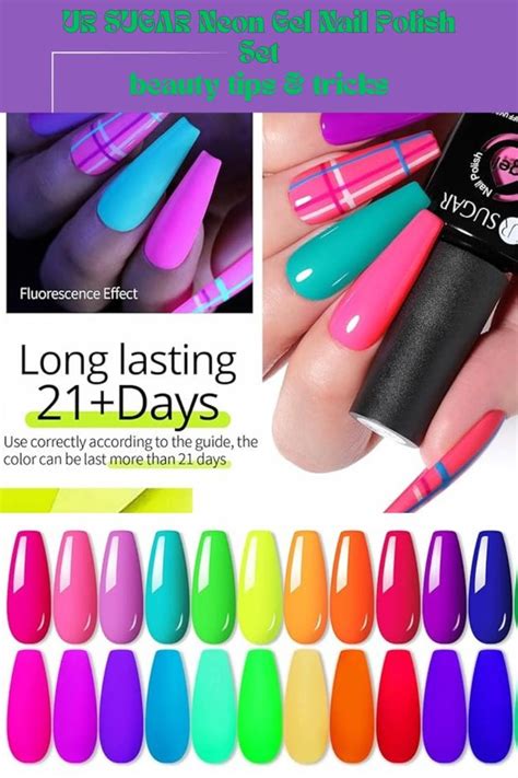 UR SUGAR Neon Gel Nail Polish Set 12 Colors Hot Pink Orange Yellow Green Blue Red Purple Neon