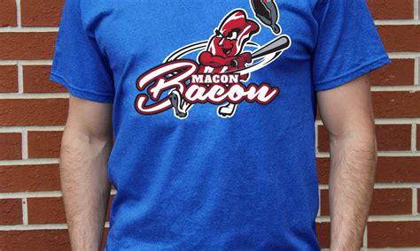 Bacon Man T Shirt Royal Blue Macon Bacon Baseball