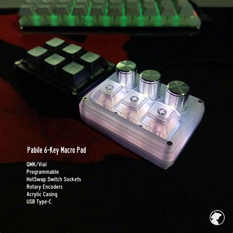 Pabile 6 Key P6 Programable Macro Pad Mechanical Keyboard QMK Vial RGB Hot Swap Rotary Encoders