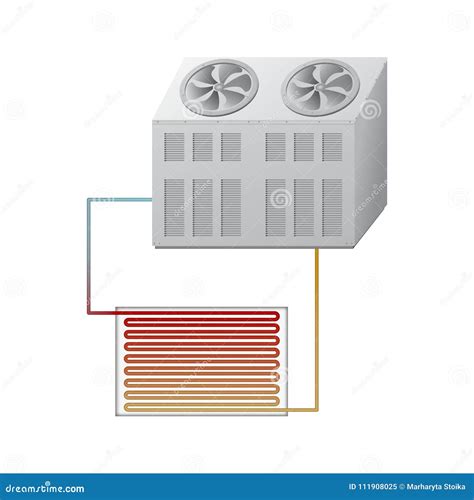Outdoor and Indoor Unit Chiller. Vector Illustration. Stock Vector