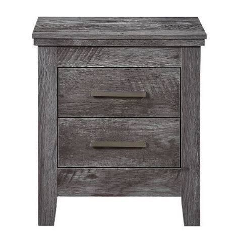 Vidalia Rustic Gray Oak Wood 2 Drawer Nightstand Aetna Stores