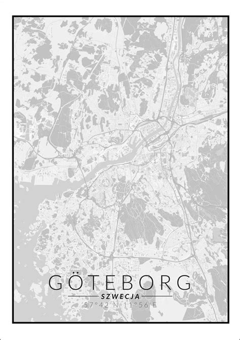 Galeria Plakatu Goteborg Mapa Czarno Bia A X Cm Galeria Plakatu