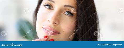 Portrait Of Brunette Woman With Red Nails Stock Photo Image Of Fashion Business 212881822