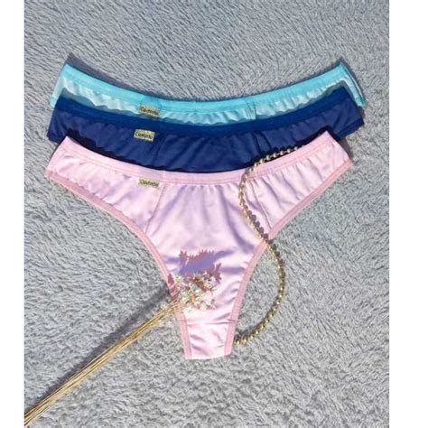 Kit 3 Calcinhas Tanga Fio Dental Premium Conforto Lingerie Shopee Brasil
