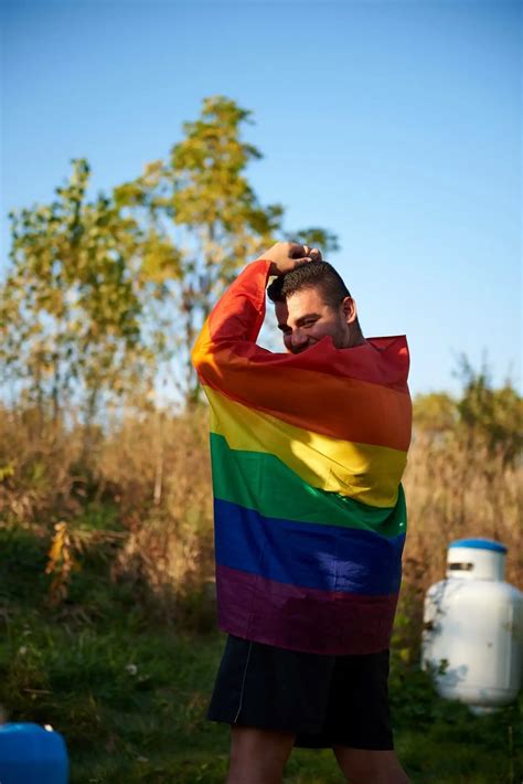 Gay Wrapped In Rainbow Flag Out With Ryan