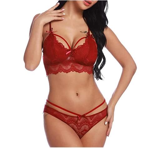 Femmes élégantes mode lingerie sexy dentelle gaze sous vêtements costume fendu Vin Vin