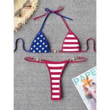 Women S Triangle Thong Bikini Set Sexy String Brazillian Two Piece Swimsuit Cute Bathing Suit
