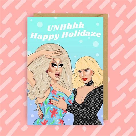 Rupaul S Drag Race Trixie And Katya Christmas Card Lgbt Queer Drag Queen Gay Cards Lgbt
