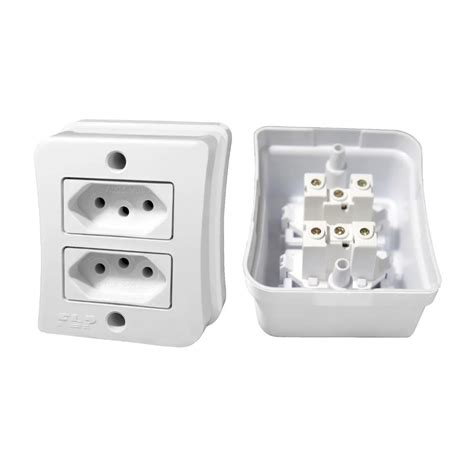 Tomada Dupla Sobrepor Externa Sistema X A P T Viena Kit Shopee