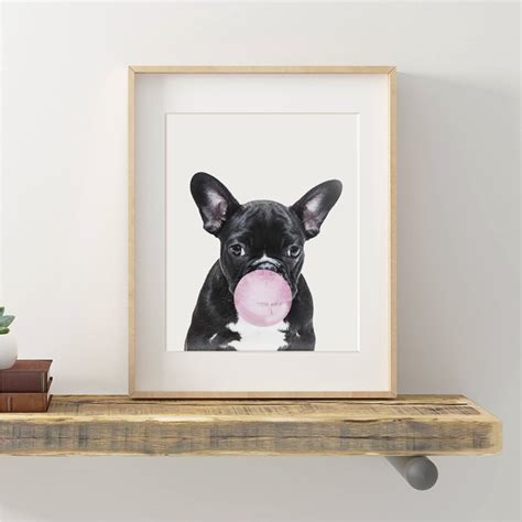 French Bulldog Wall Art Pink Bubblegum 10 Sizes