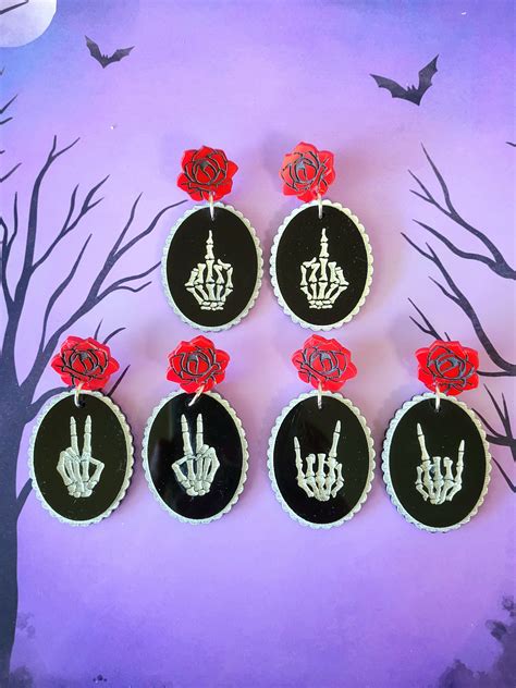 Skeleton Hand Signs Bundle Digital Earring Cut File Makers Fantasy