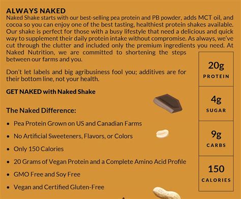 Naked Shake Proteína en polvo de mantequilla de maní con chocolate proteína vegana en polvo