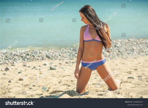 Beautiful Woman Sexy Bikini On Beach Stock Photo 2159859157 Shutterstock