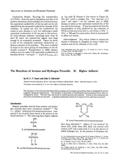 The Reactions of Acetone and Hydrogen Peroxide | Chemical Equilibrium ...