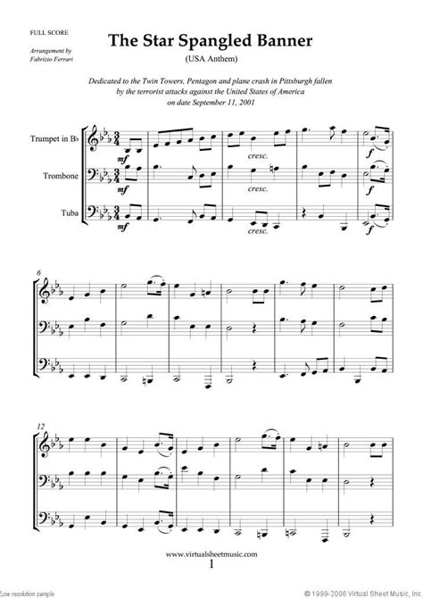 Smith The Star Spangled Banner Usa Anthem Sheet Music For Brass Trio Sheet Music Star