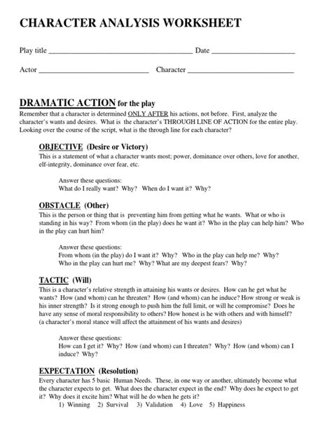 Character Analysis Worksheet Pdf Metaphysics Of Mind Cognition